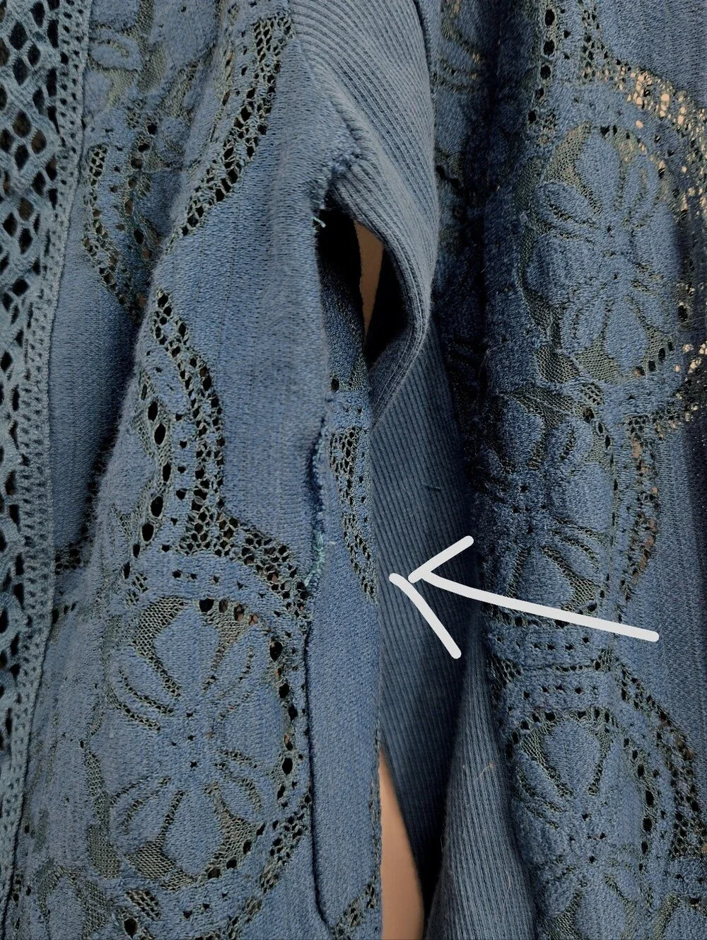 Free People Jae Top Teal Lace Long Sleeve